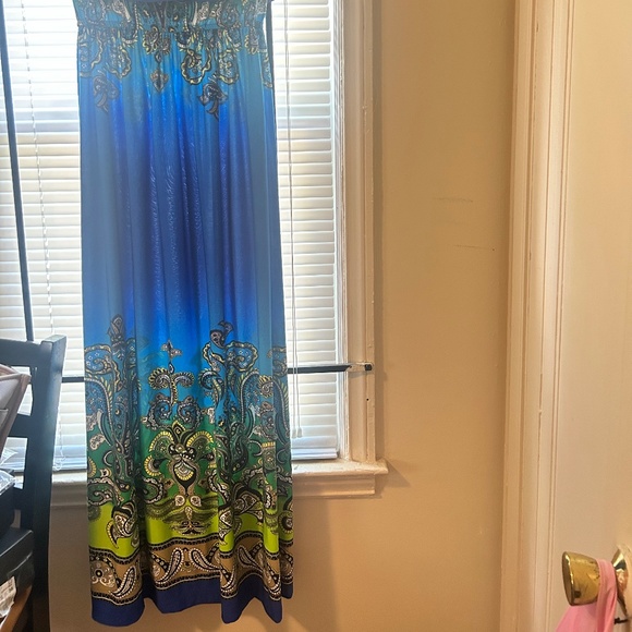 Tropical blue maxi dress - Picture 2 of 2